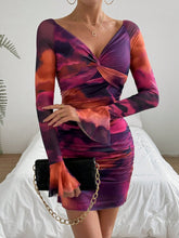 Ladies' Tie Dye Twisted Bell Sleeve Bodycon Dress